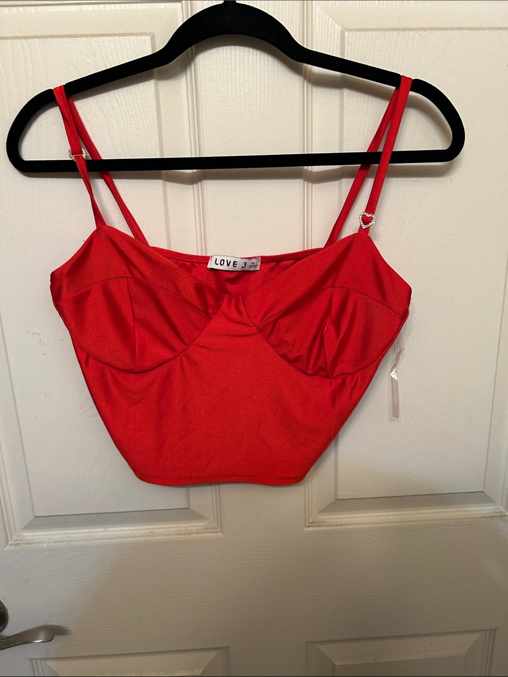 LOVE Red Bustier Crop Top with Adjustable Straps